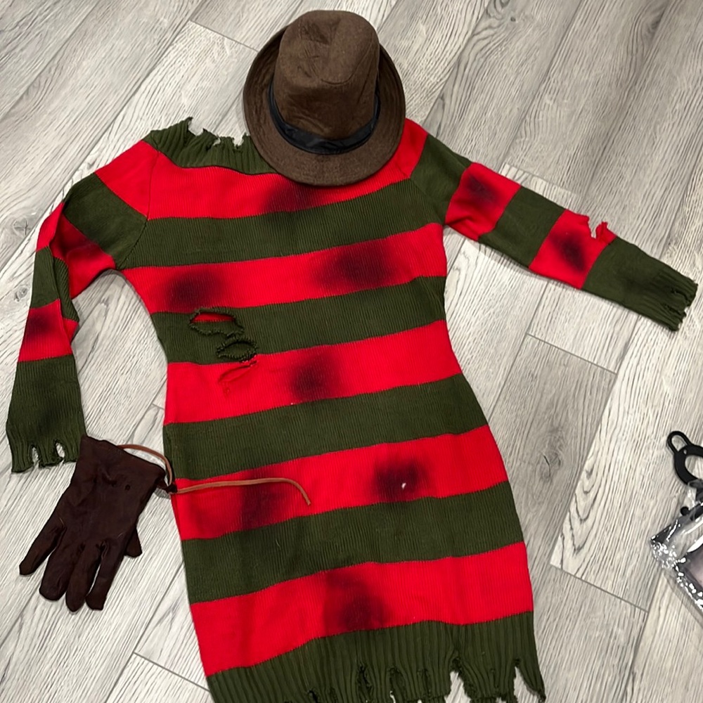 Woman’s Freddy Halloween dress, hat and glove